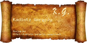 Kadletz Gergely névjegykártya